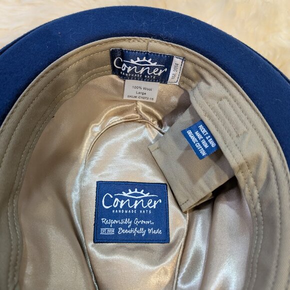 Conner Hand Made Hats Blue Wool Fedora Size Large - Picture 5 of 7